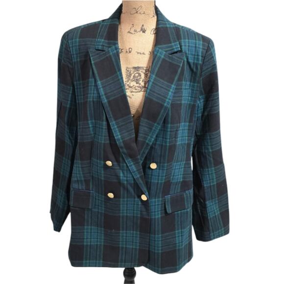Free Assembly Women's Slim Double Breasted Plaid Blazer Jacket Plus‎ Size XXL - Picture 8 of 12